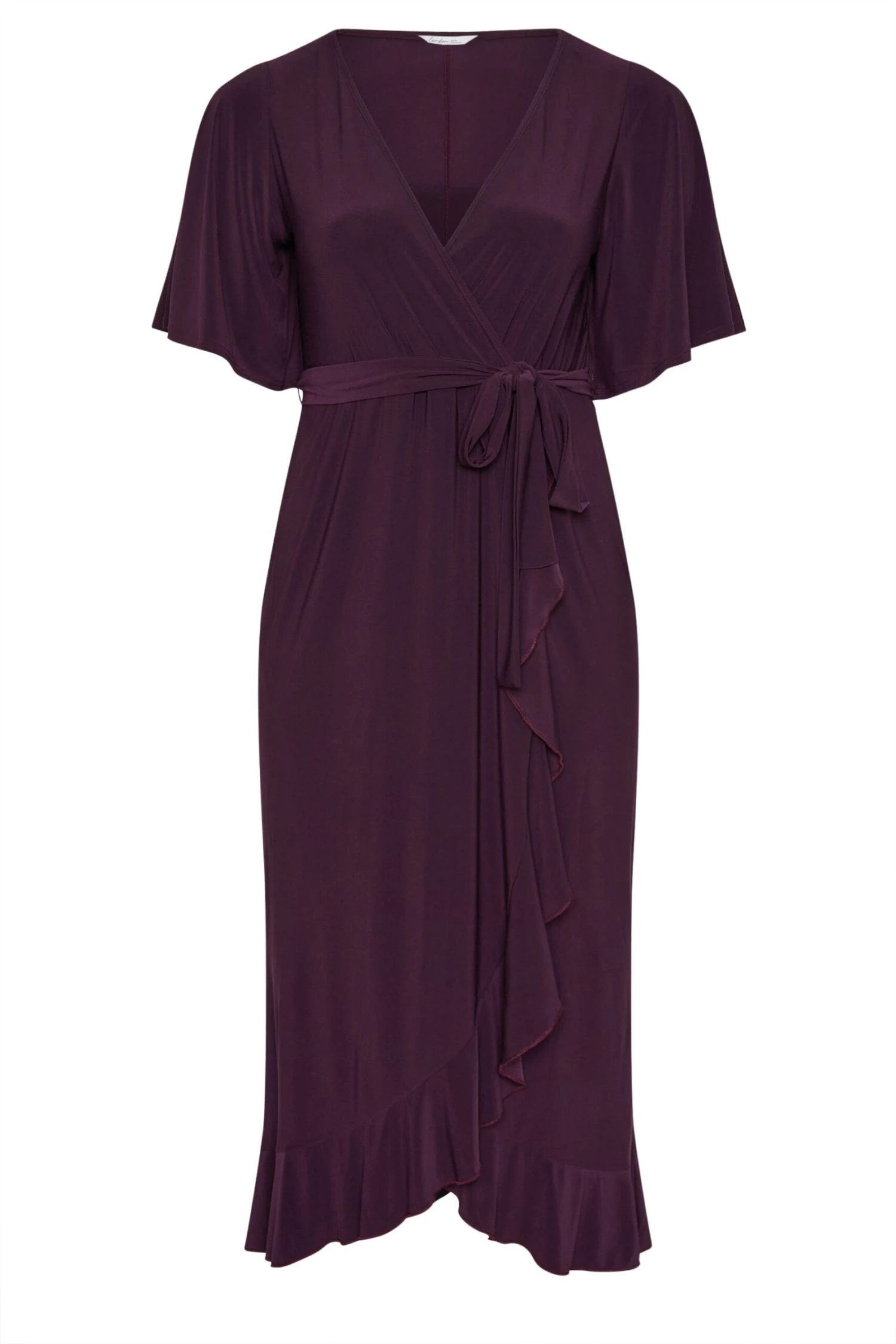 YOURS LONDON Robe Portefeuille Longue Violette à Volants Et Manches Courtes 7 YOURS LONDON Robe Portefeuille Longue Violette à Volants Et Manches Courtes – Image 5