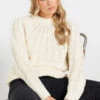 LTS Tall Ivory White Chunky Cable Knit Jumper 1 LTS Tall Ivory White Chunky Cable Knit Jumper -Evans Boutique 76c16053 040c 48 355331 A