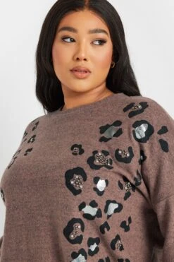 YOURS - Pull Marron Toucher Doux Design Léopard 11 YOURS - Pull Marron Toucher Doux Design Léopard -Evans Boutique 7748b7e2 ea78 43 322298 D