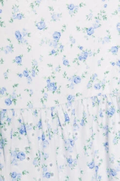 YOURS - Top Floral Smocké Bleu Ciel Manches Courtes -Evans Boutique 77ece879 543c 49 322662 Z