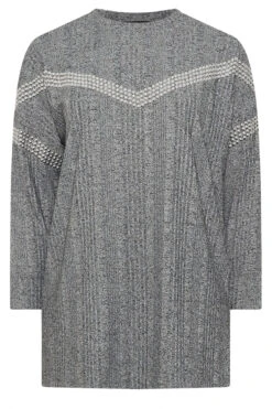 YOURS - Pull Gris Nervuré Zig Zag Cloutés 11 YOURS - Pull Gris Nervuré Zig Zag Cloutés -Evans Boutique 7800e884 253d 49 285034 X