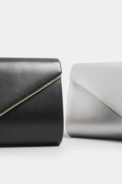 Black Faux Leather Metal Trim Clutch Bag 13 Black Faux Leather Metal Trim Clutch Bag -Evans Boutique 78ad05a6 a5ed 43 246520 P3