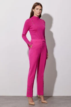 STAR Hot Pink Button Detail Knitted Jumper -Evans Boutique 78afb5b2 d396 42 110620 A