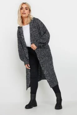 YOURS - Cardigan Gris Maxi En Maille à Capuche