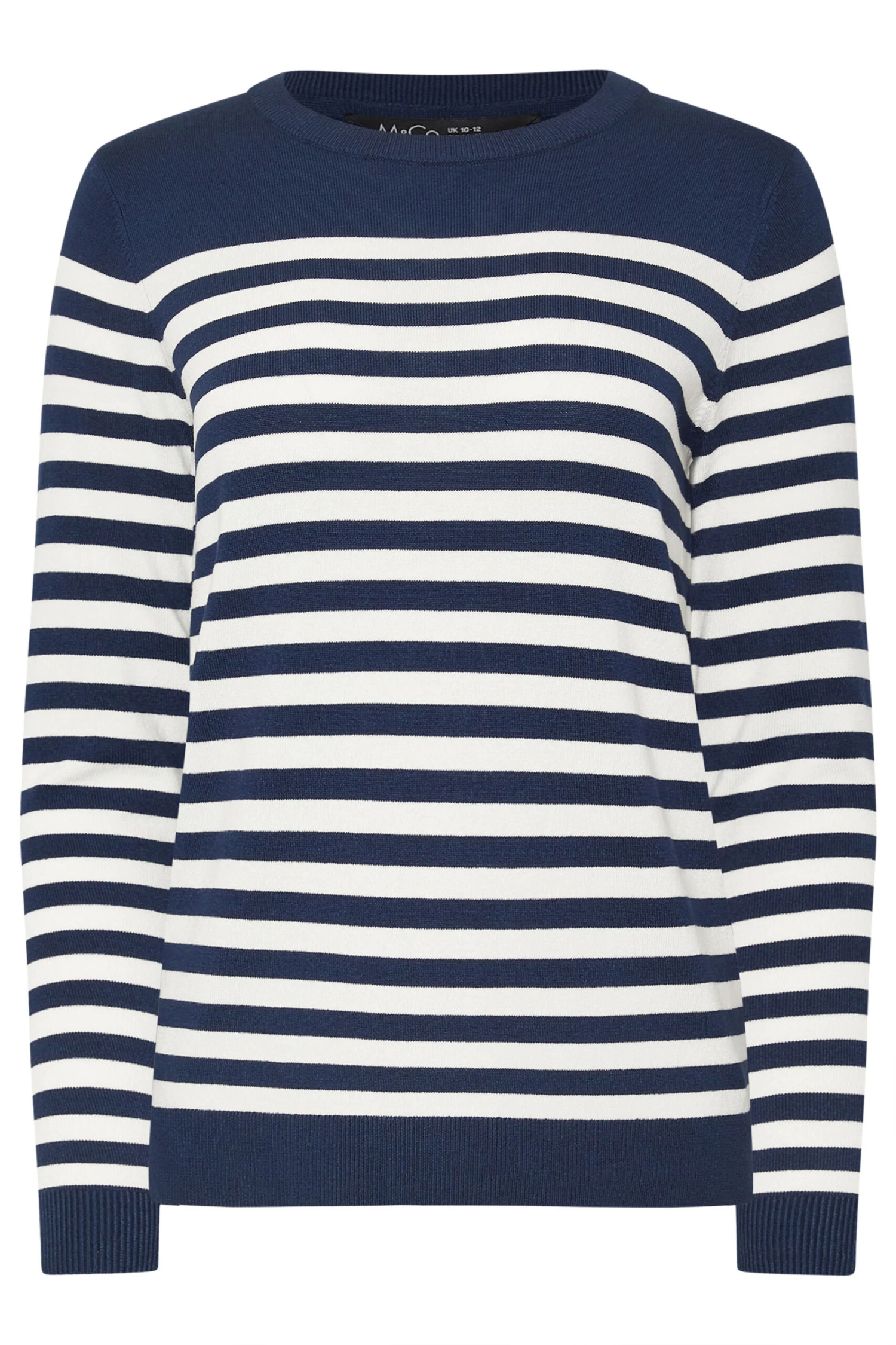 M&Co Navy Blue & White Stripe Print Jumper 8 M&Co Navy Blue & White Stripe Print Jumper – Image 6