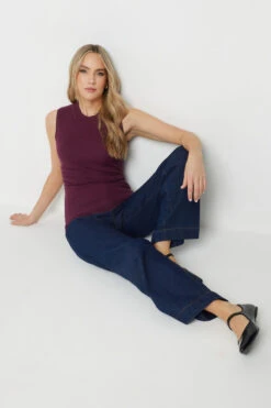 LTS Tall Burgundy Red Knitted Ribbed Vest Top -Evans Boutique 79311604 b228 4c 355578 B