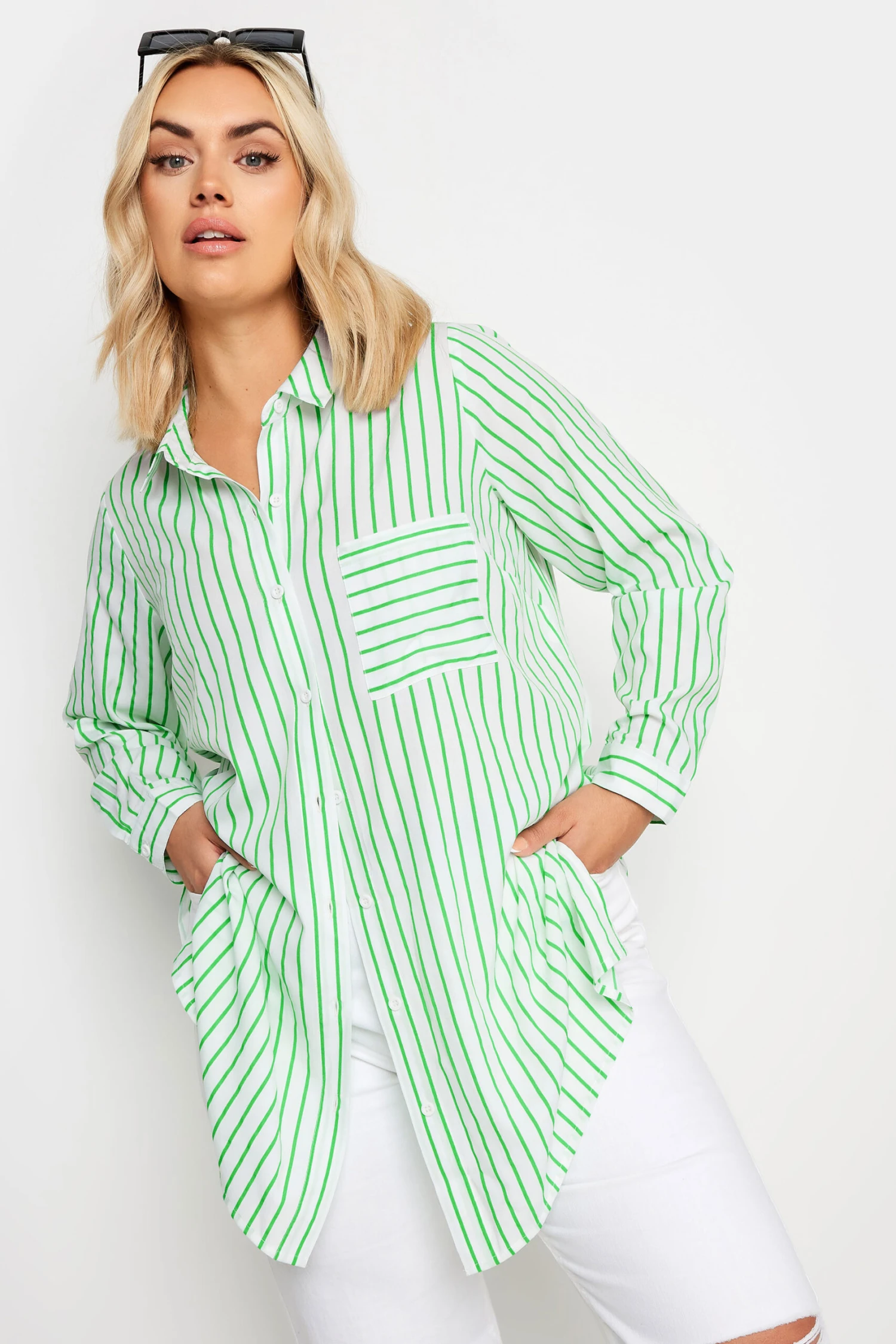 YOURS - Chemisier Vert Pomme Rayures Style Boyfriend 4 YOURS - Chemisier Vert Pomme Rayures Style Boyfriend – Image 2