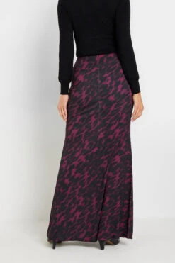 LTS Tall Burgundy Red Animal Print Maxi Skirt -Evans Boutique 7990888a 37f3 47 355666 C