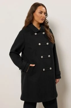 EVANS Curve Black Military Coat
