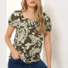 LTS Tall Green Paisley Square Neck Top -Evans Boutique 79d7faf0 e030 4a 356630 A