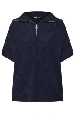 YOURS - Pull En Maille Bleu Marine Manches Courtes -Evans Boutique 7a19e9bd 5cf0 41 280447 X