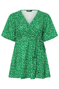 YOURS - Top Cache-Coeur Vert Floral Manches Courtes 11 YOURS - Top Cache-Coeur Vert Floral Manches Courtes -Evans Boutique 7a8c0aba 8d11 49 304160 X