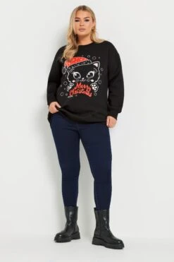 YOURS - Sweatshirt De Noël Chat 'Merry Christmas' -Evans Boutique 7a8ed631 6ad0 41 303821 B
