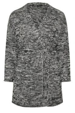 YOURS Curve Cardigan Ceinturé En Tricot Torsadé Noir -Evans Boutique 7aa93fc1 a800 46 280678 X