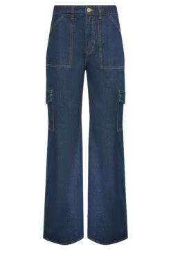 LTS Tall Dark Blue Wide Leg Cargo Jeans -Evans Boutique 7ac4fab5 042a 49 351842 X