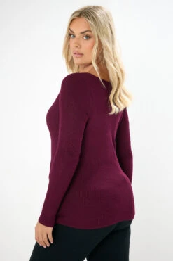 YOURS - Pull Col Cœur Rouge Bordeaux -Evans Boutique 7afc5b90 22aa 42 280665 C