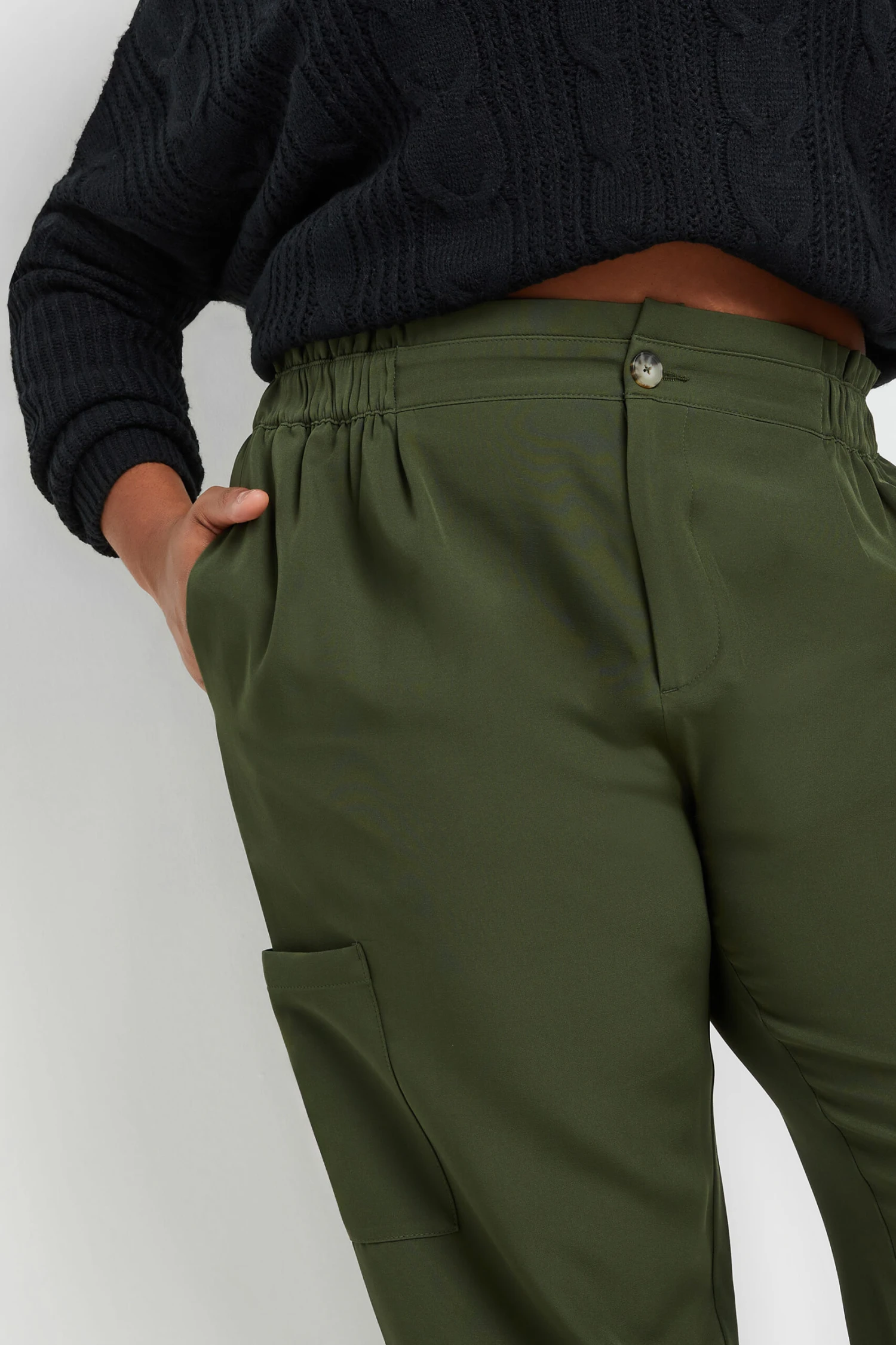 YOURS - Pantalon Cargo Vert Kaki Taille Plissé Coupe Droite 6 YOURS - Pantalon Cargo Vert Kaki Taille Plissé Coupe Droite – Image 4