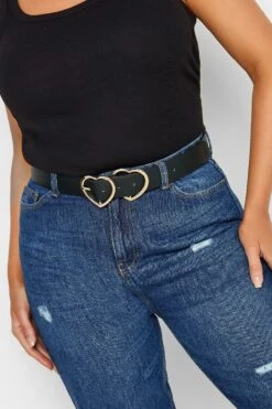 Ceinture Double Cœur Noire Et Dorée