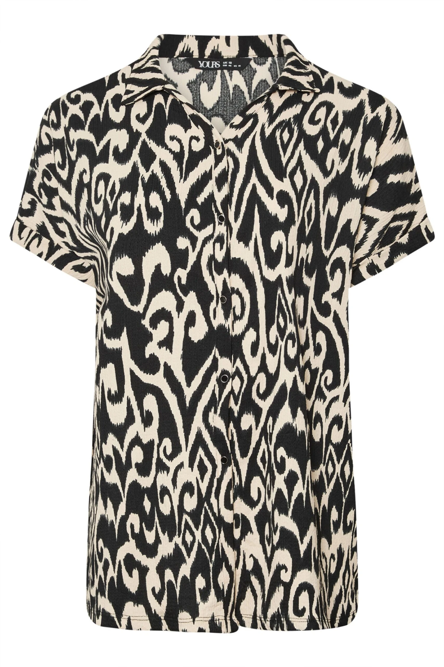 YOURS - Chemisier Plissé Noir & Crème Design Abstrait 8 YOURS - Chemisier Plissé Noir & Crème Design Abstrait – Image 6