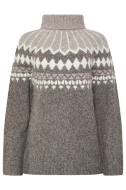 M&Co Natural Brown Fairisle Roll Neck Jumper 5 M&Co Natural Brown Fairisle Roll Neck Jumper -Evans Boutique 7b71c66f 6845 44 502465 X