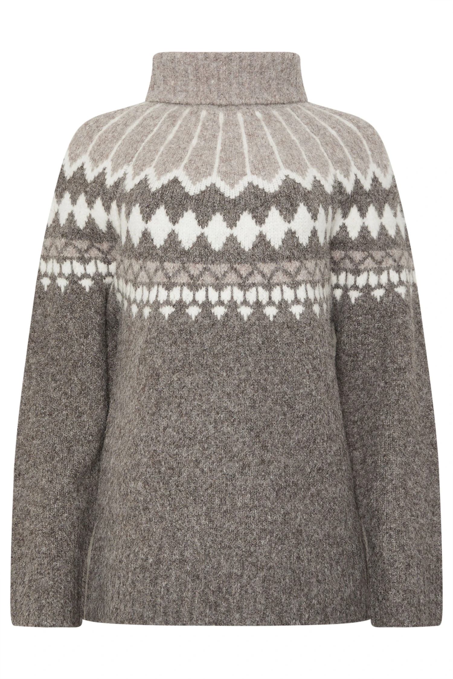 M&Co Natural Brown Fairisle Roll Neck Jumper 4 M&Co Natural Brown Fairisle Roll Neck Jumper – Image 2