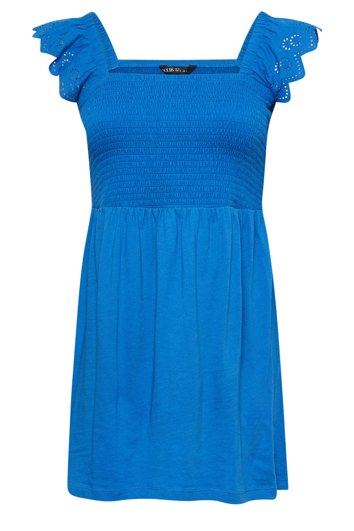 YOURS - Top Bleu Roi Smocké Broderie Anglaise 7 YOURS - Top Bleu Roi Smocké Broderie Anglaise – Image 5