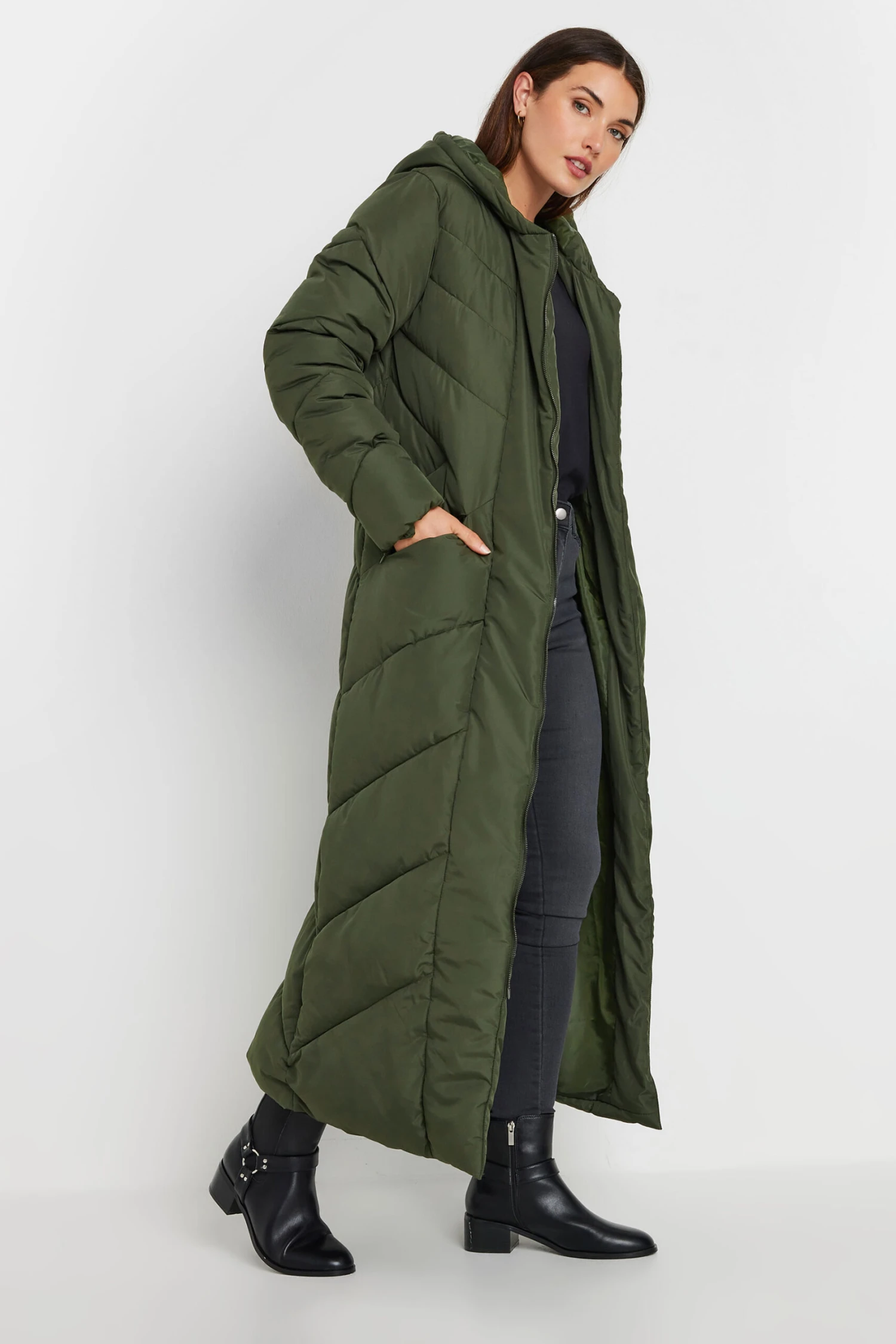 LTS Tall Green Padded Maxi Coat 4 LTS Tall Green Padded Maxi Coat – Image 2