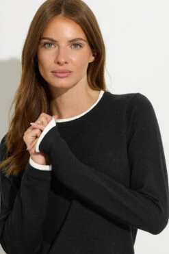 M&Co Black Contrast Tipped Crew Neck Jumper 12 M&Co Black Contrast Tipped Crew Neck Jumper -Evans Boutique 7c12441c 4bc4 4f 502420 D