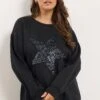 YOURS Curve Sweat-shirt Noir à étoiles Orné De Sequins