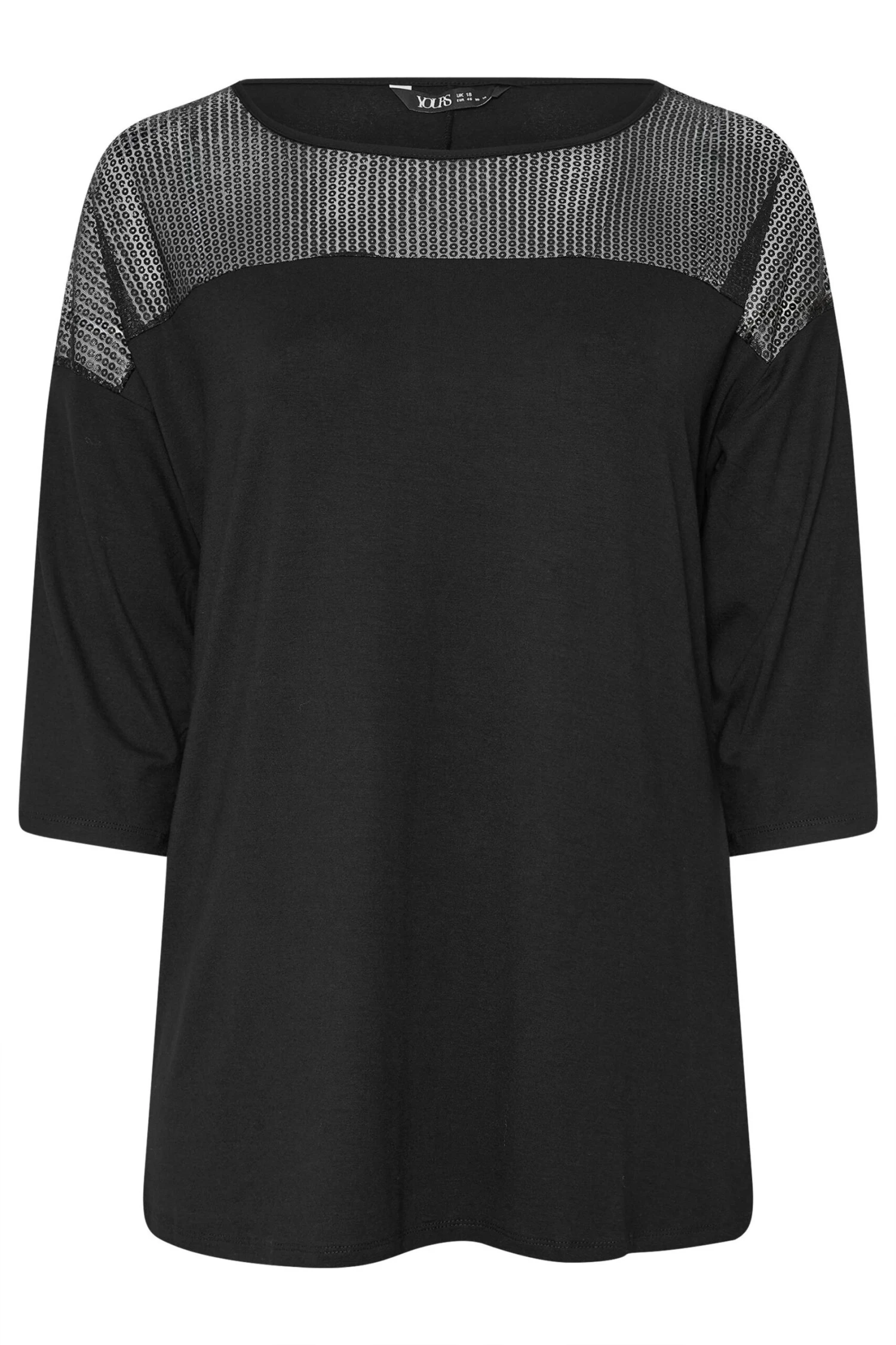 YOURS - Top Noir Manches Courtes à Sequins 7 YOURS - Top Noir Manches Courtes à Sequins – Image 5