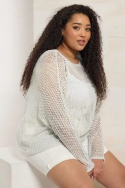 YOURS - Pull Gris Métallique En Crochet -Evans Boutique 7dd652f8 a941 4b 280171 D