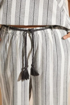 YOURS - Pantalon Wide Leg Blanc à Rayures En Lin -Evans Boutique 7e23ae19 ba70 42 310087 D