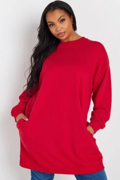 YOURS - Robe-Pull Rouge Manches Longues En Jersey 8 YOURS - Robe-Pull Rouge Manches Longues En Jersey -Evans Boutique 7e57e8fb f483 46 303930 A1