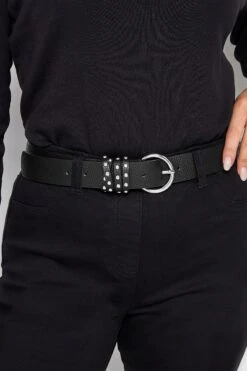 Ceinture Noire & Argentée Effet Cuir
