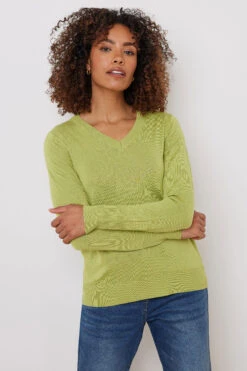 M&Co Green V-Neck Long Sleeve Jumper -Evans Boutique 7edaf8fe 48b0 49 502415 B