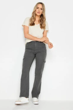 LTS Tall Grey Straight Leg Cargo Jeans 9 LTS Tall Grey Straight Leg Cargo Jeans -Evans Boutique 7eddcd99 dbaa 4a 352429 A
