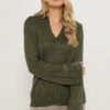 LTS Tall Khaki Green Knitted Collared Jumper 2 LTS Tall Khaki Green Knitted Collared Jumper -Evans Boutique 7ef1d482 7a6c 46 356078 A