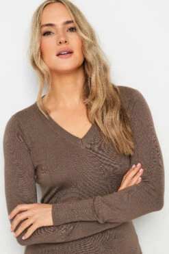 LTS Tall Brown V-neck Long Sleeve Jumper 10 LTS Tall Brown V-neck Long Sleeve Jumper -Evans Boutique 7f10bc62 6f83 41 353698 D
