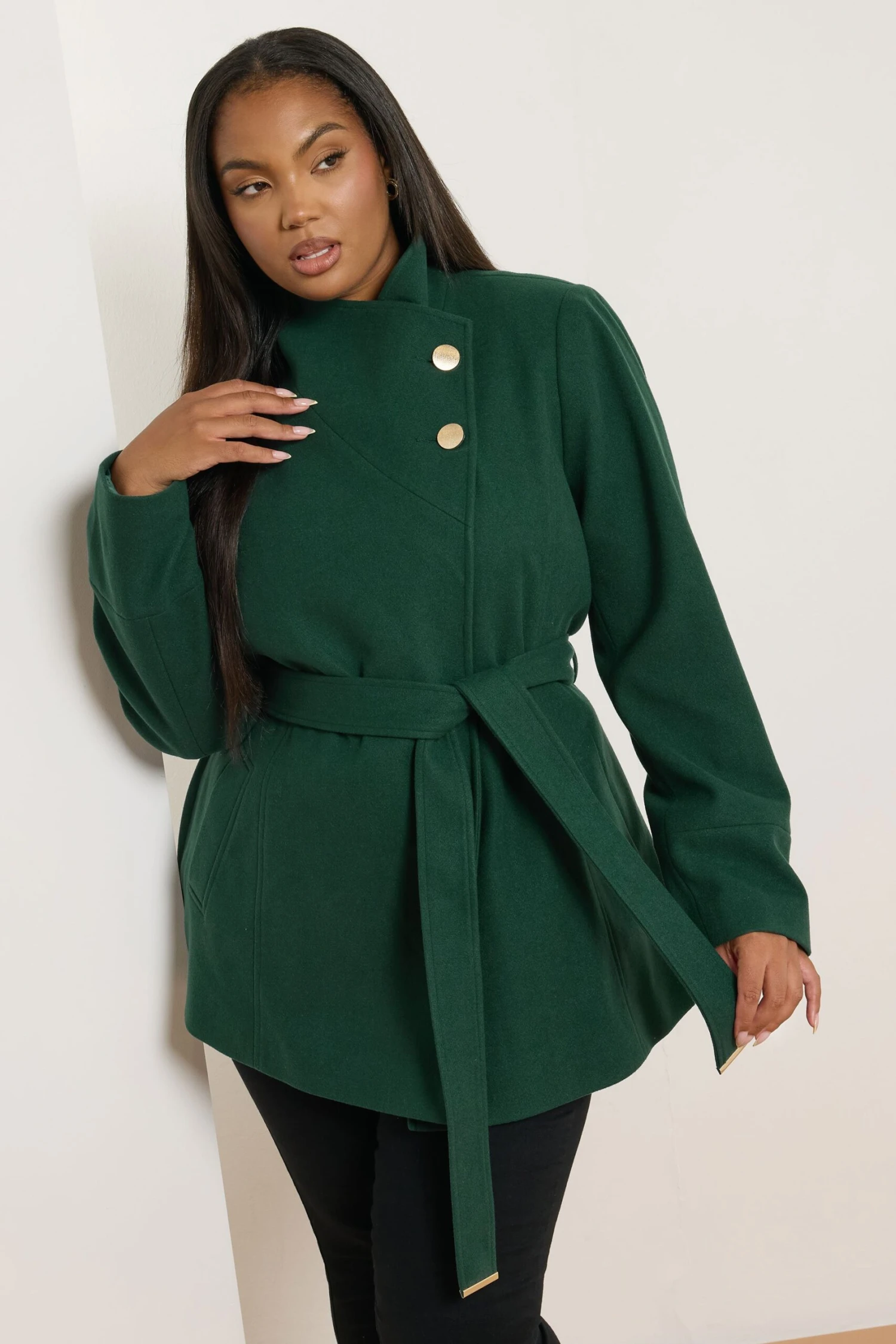 YOURS Curve Manteau Portefeuille Formel Vert Foncé 3 YOURS Curve Manteau Portefeuille Formel Vert Foncé