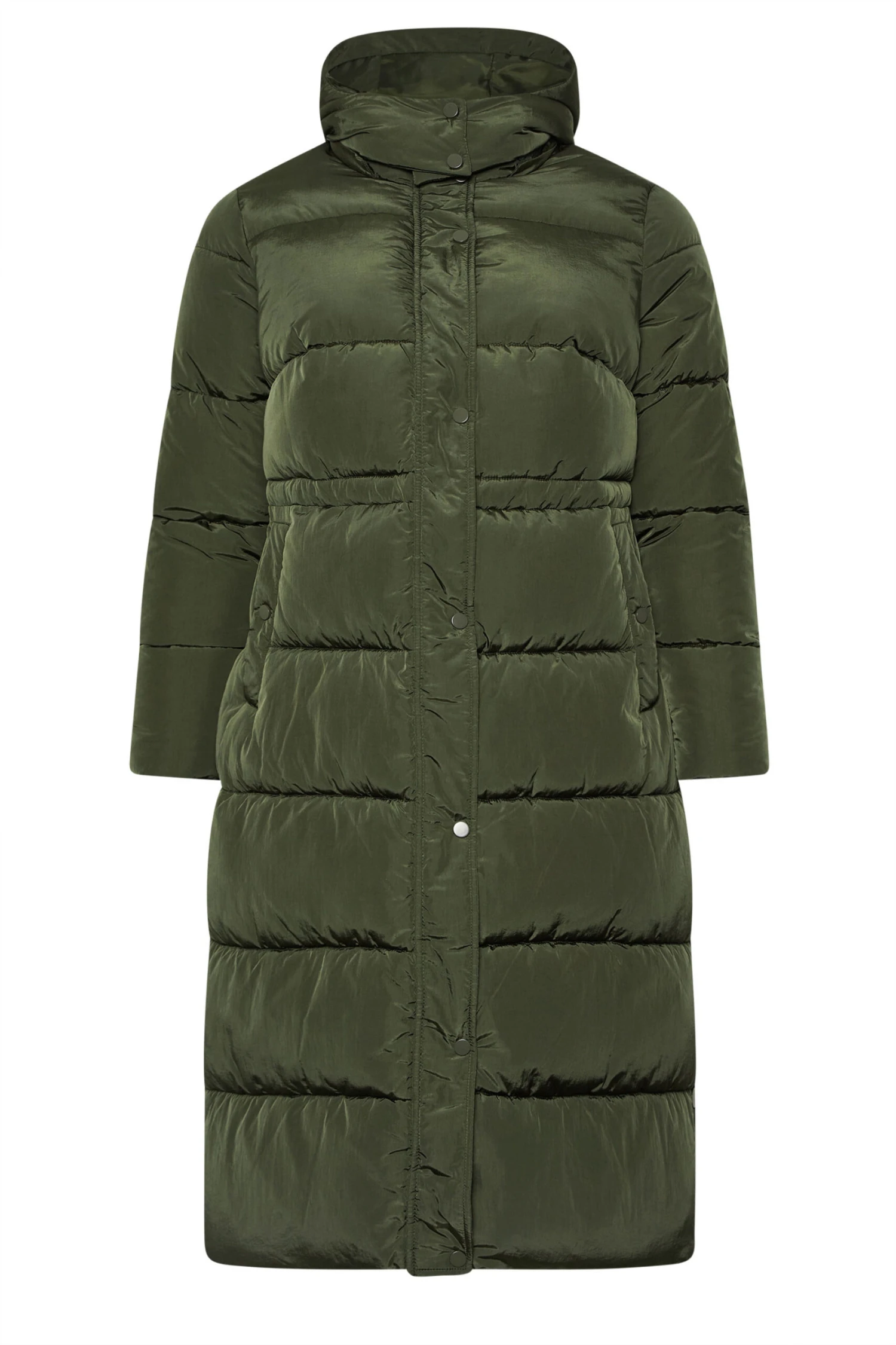 EVANS Curve Khaki Green Maxi Puffer Coat 8 EVANS Curve Khaki Green Maxi Puffer Coat – Image 6