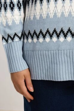 YOURS Curve Pull En Maille Fairisle Bleu -Evans Boutique 7f86a998 aa81 46 280734 D