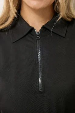 LTS Tall Black Side Stripe Quarter Zip Top -Evans Boutique 7fffee11 10c8 48 356215 D