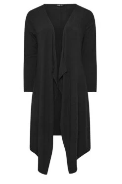 YOURS - Cardigan Noir Nervuré Jersey En Cascade -Evans Boutique 8013255e 4a8d 49 321216 X