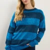 LTS Tall Blue Knitted Stripe Crew Neck Jumper -Evans Boutique 8028dbd2 5834 4f 356361 A