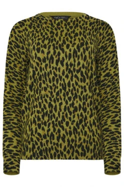 M&Co Green Leopard Print Crew Neck Jumper 11 M&Co Green Leopard Print Crew Neck Jumper -Evans Boutique 80824143 51c3 41 502479 X