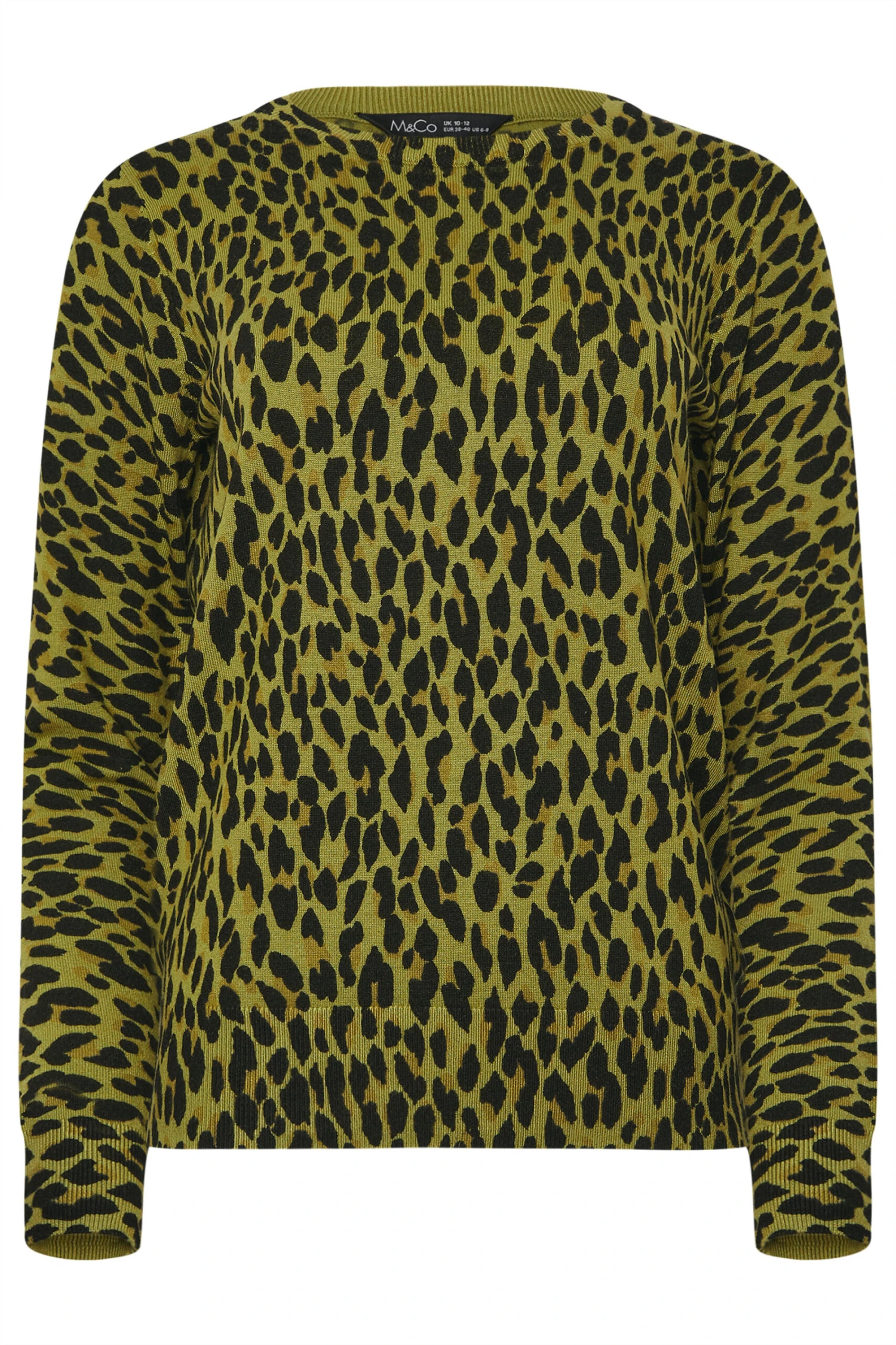 M&Co Green Leopard Print Crew Neck Jumper 7 M&Co Green Leopard Print Crew Neck Jumper – Image 5