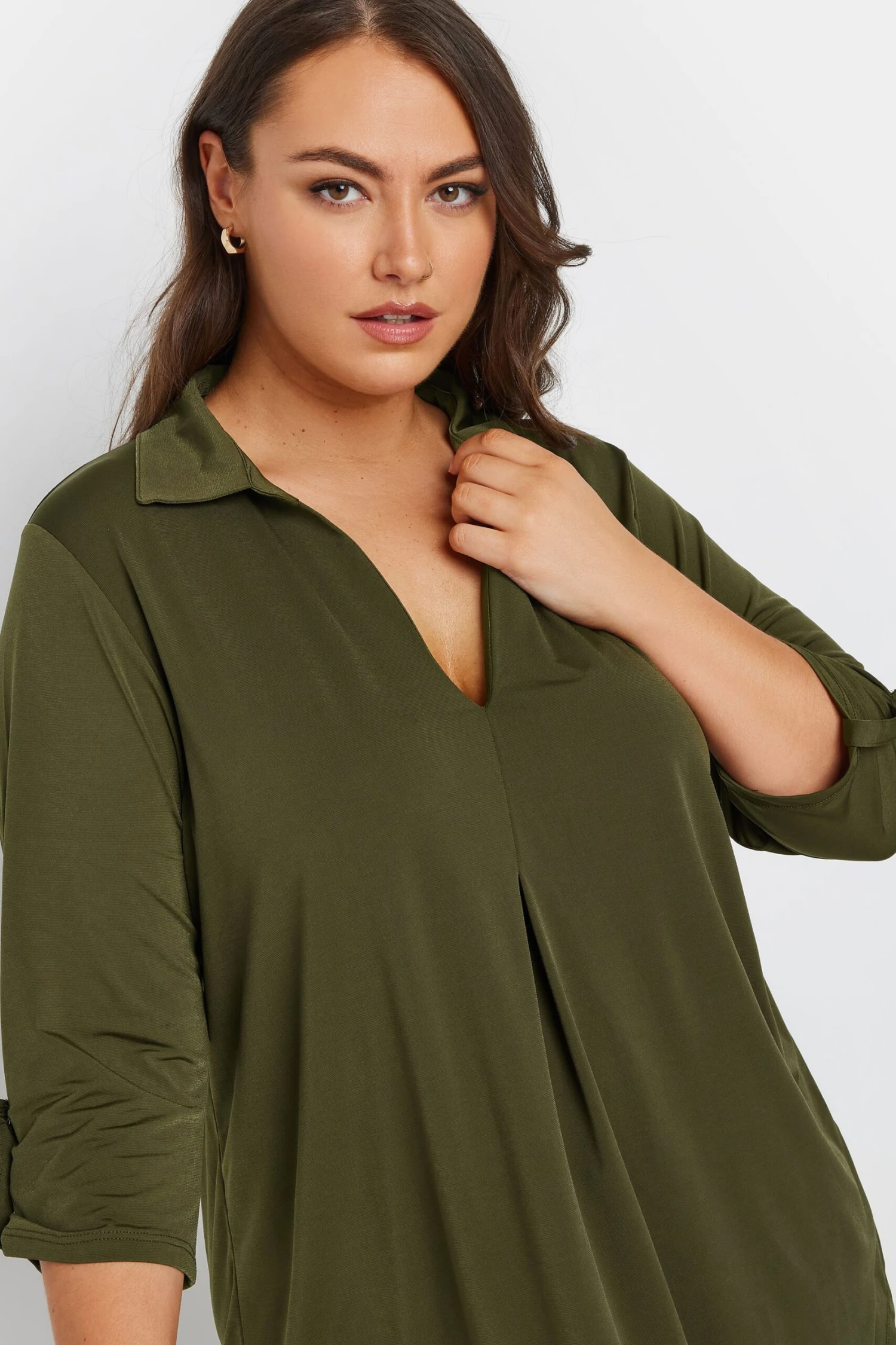 YOURS - Top Vert Kaki Plissé Volanté En Jersey 6 YOURS - Top Vert Kaki Plissé Volanté En Jersey – Image 4