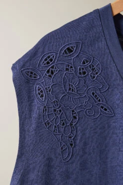 EVANS Curve Navy Blue Broderie Anglaise Vest Top 13 EVANS Curve Navy Blue Broderie Anglaise Vest Top -Evans Boutique 80db4db8 0b41 4d 616175 P1
