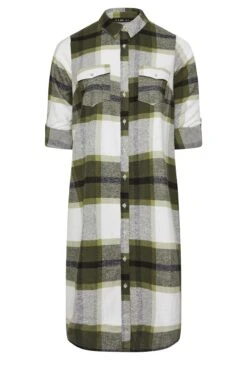 YOURS - Chemisier Vert Kaki Maxi à Carreaux 11 YOURS - Chemisier Vert Kaki Maxi à Carreaux -Evans Boutique 80db8257 efd4 4c 330462 X