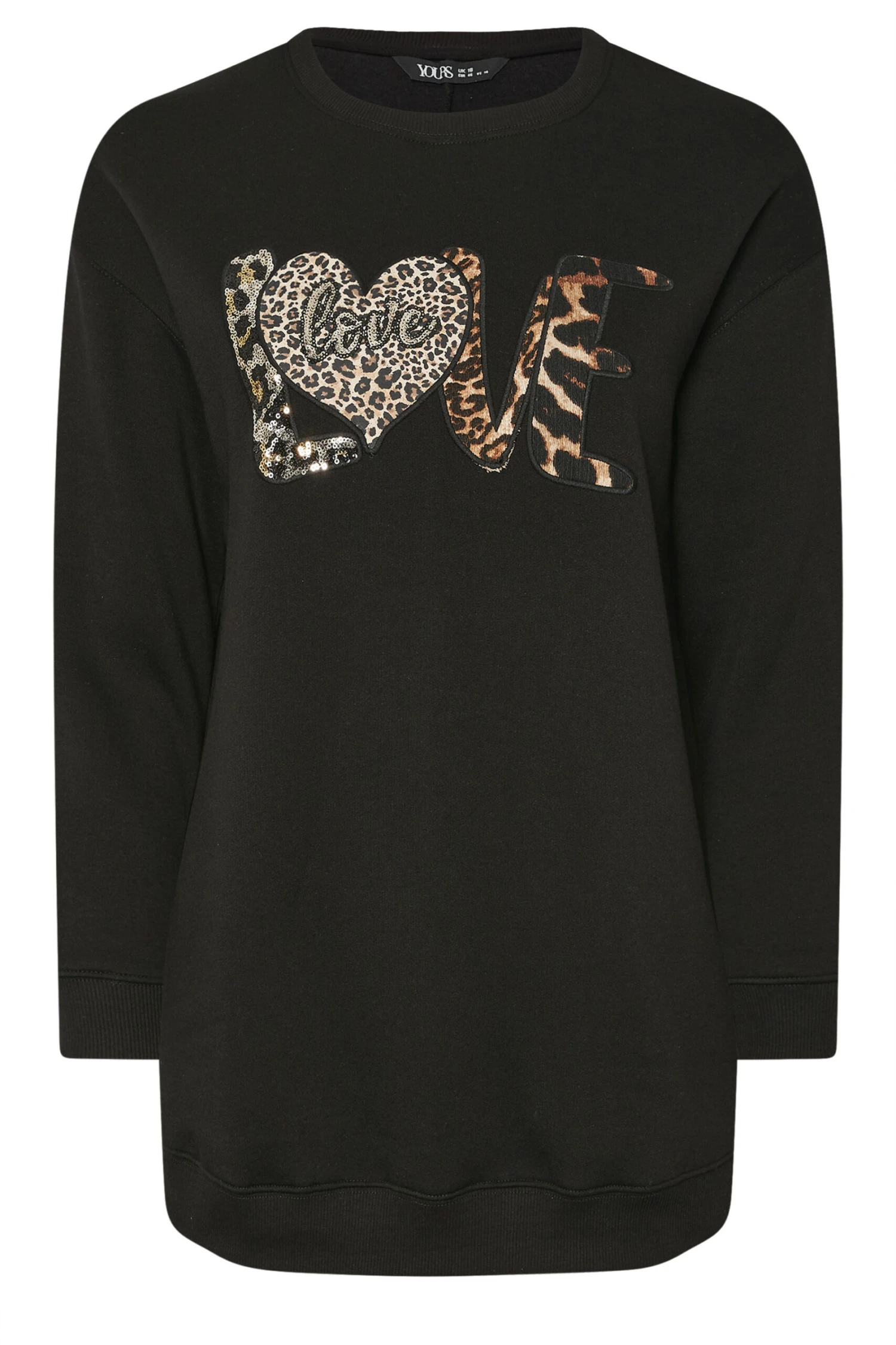 Sweat-shirt Noir à Imprimé Léopard YOURS Curve « Love » 7 Sweat-shirt Noir à Imprimé Léopard YOURS Curve « Love » – Image 5